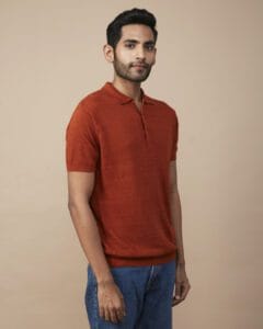 LINEN BLEND FLATKNIT POLO