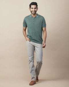LINEN BLEND FLATKNIT POLO