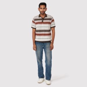 DARK OAK JACQUARD KNIT POLO