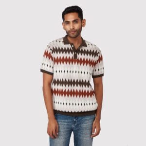 DARK OAK JACQUARD KNIT POLO