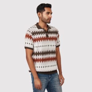DARK OAK JACQUARD KNIT POLO