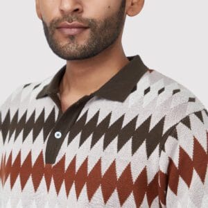 DARK OAK JACQUARD KNIT POLO