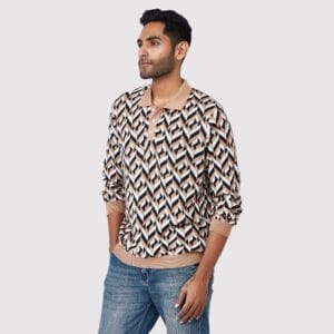GEOMETRIC JACQUARD KNIT POLO