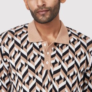 GEOMETRIC JACQUARD KNIT POLO