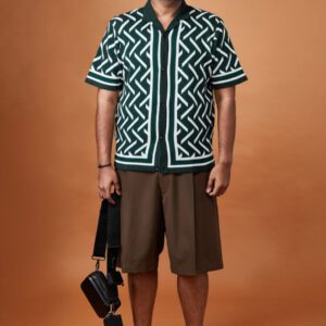 TRIANGLE  JACQUARD KNIT SHIRT